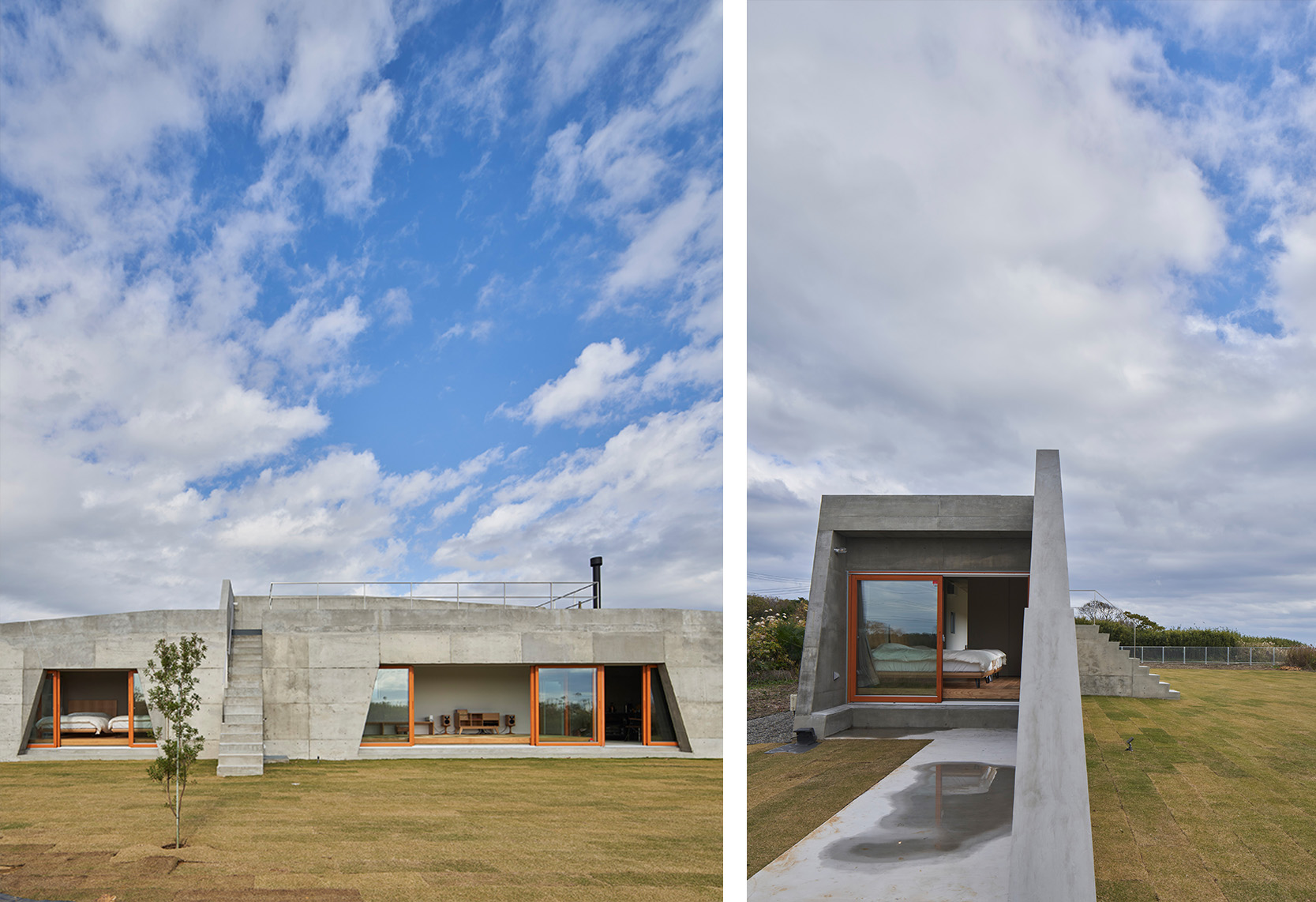 Minimalistisk betongvilla i Japan smälter samman med naturen – Isumi Villa ramar in landskapet med en 45 meter lång betongvägg.