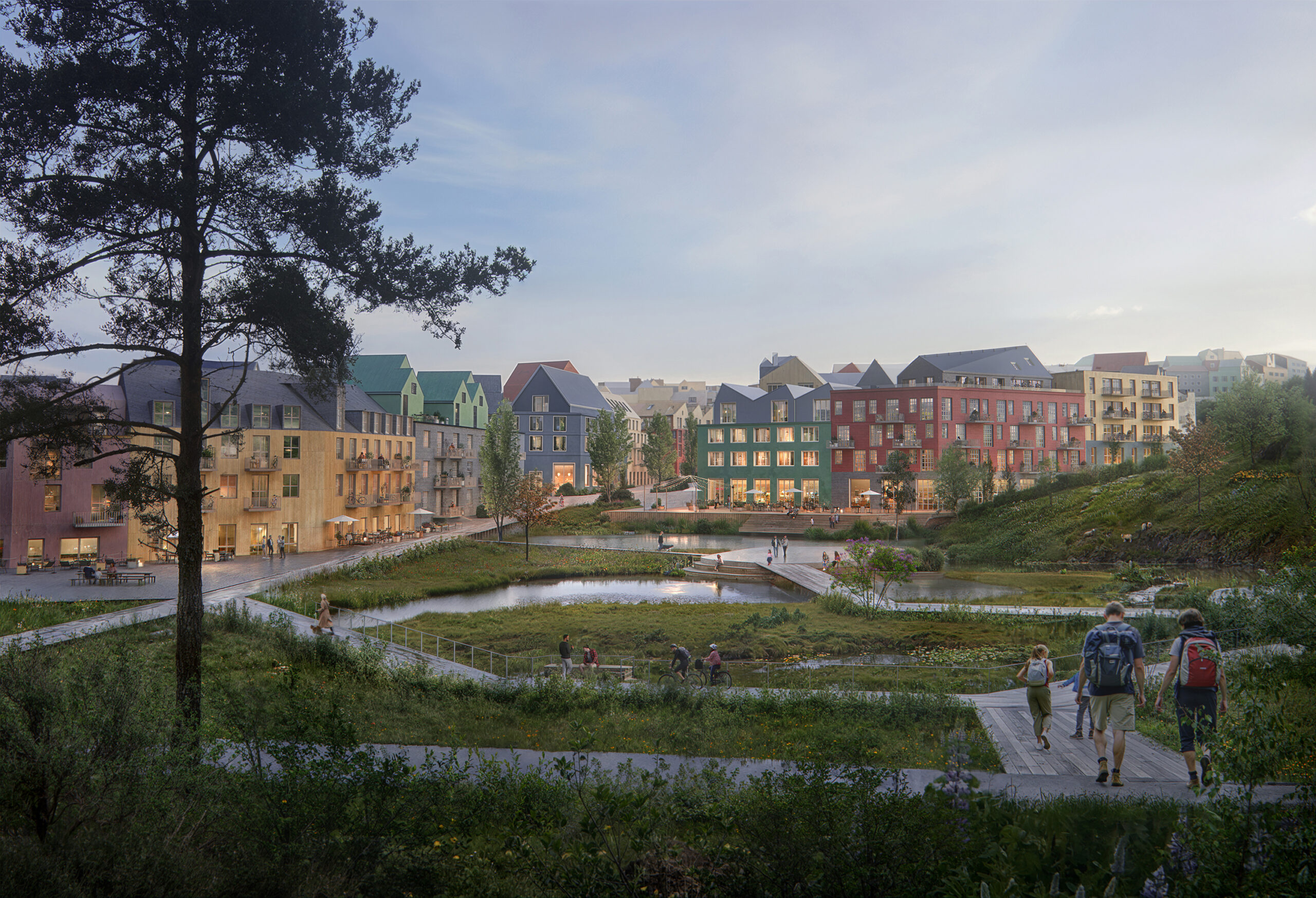 FOJABs plan för Reykjaviks nya stadsdel Keldur ska minska klimatavtrycket och integrera kollektivtrafik med grönstruktur.