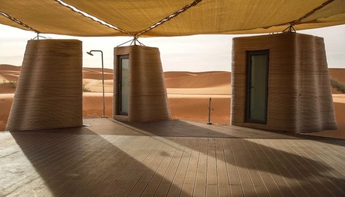designRESERVE:s modulära 3D utskrivna betongenheter i Tenger öknen visar vägen för prefabricerad byggnation i extrema miljöer.