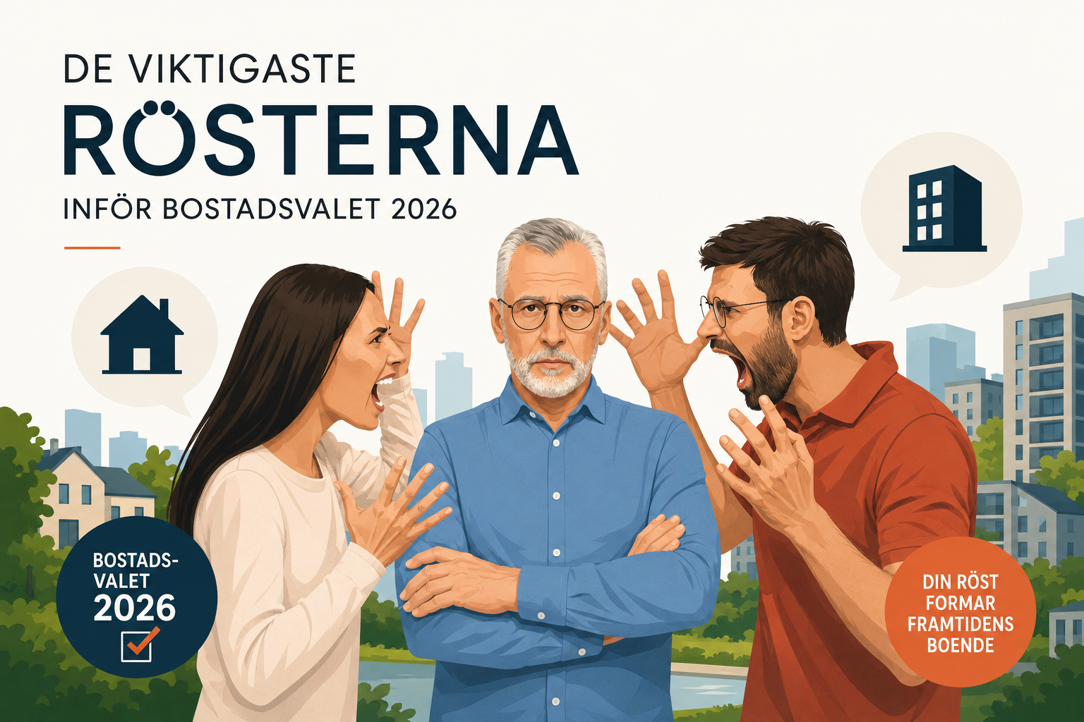 Bostadsvalet 2026 avgör hyror, byggtakt, klimat och kvalitet i Sveriges samhällsbyggande. ByggFramtid listar rösterna som hörs.